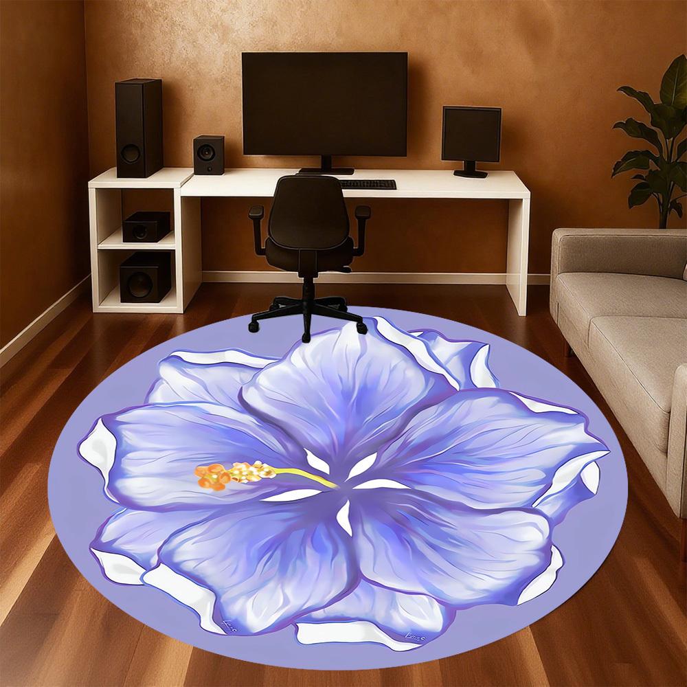 1pc flower blue Round Chair mat Area Rug - Non-Slip, Floor Mat for Office, Bedroom, and Indoor Decor c1118011