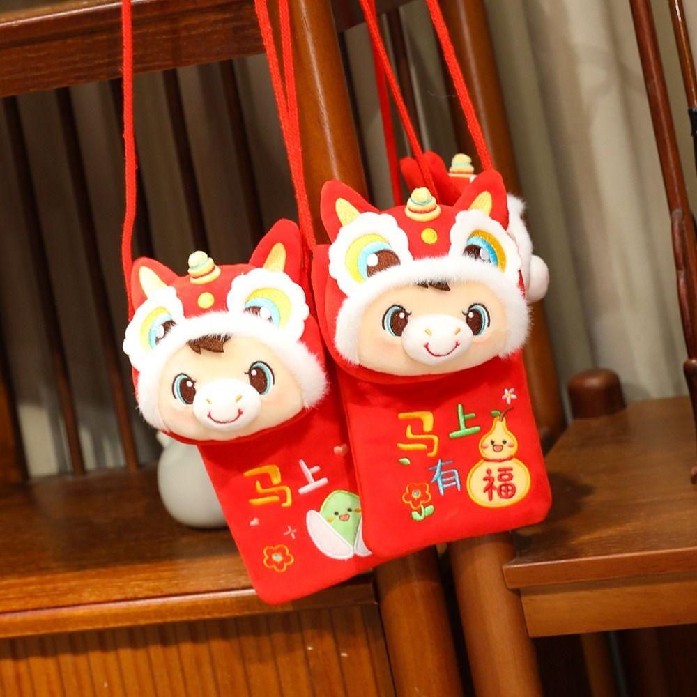Lucky Horse Zodiac Horse Plush Crossbody bag Red Packet Chinese Style Horse Year Money Bag Envelope Cartoon Lucky Horse Pendant