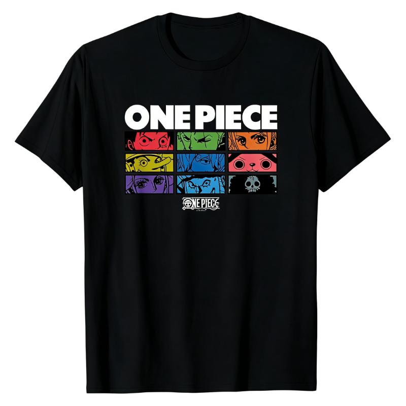 

One Piece Straw Hat Pirates TShirt Character Collection Graphic Print Cotton Crew Neck Oversized Casual Street Fashion Tops -... S разноцветный