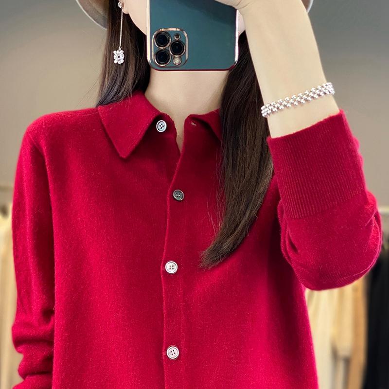 Women's Cashmere Cardigan Qinghe Cashmere 30% Cashmere 70% Wool Women's Autumn and Winter Cashmere Cardigan Soft and Warm