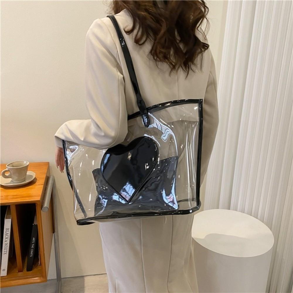 Versatile Transparent Handbags Waterproof Beach Bag Jelly Color Shoulder Bag Women Use