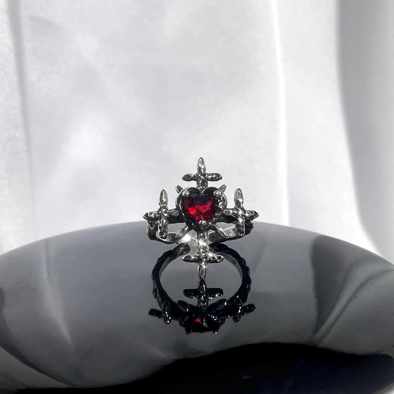 2026 Red Sweet Cool Wind Fashion Niche Design Exquisite High Sense Personality Ring Resizable