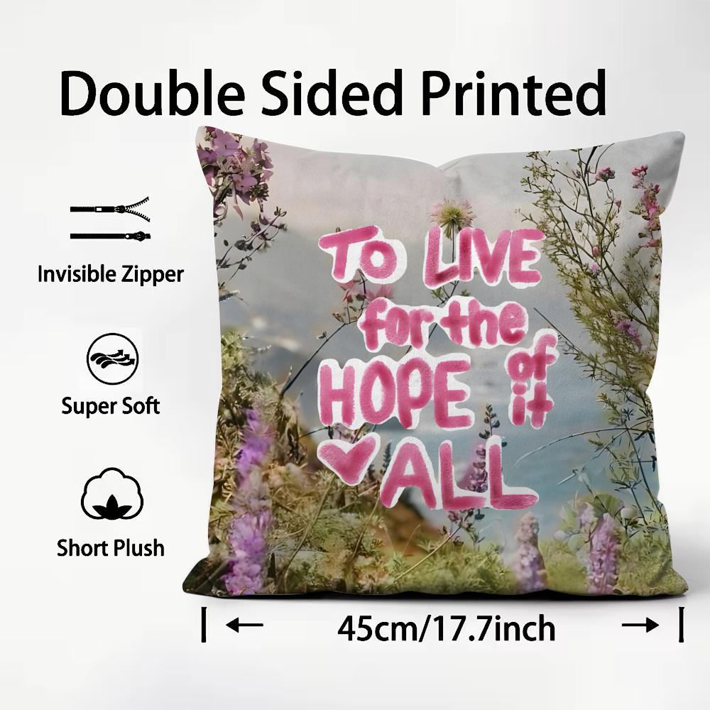 Positive Words INS Cushion Cover Plush Fabric Soft DoubleSided Printed Sofa Warm Winter Home Child Gift Pillow Case