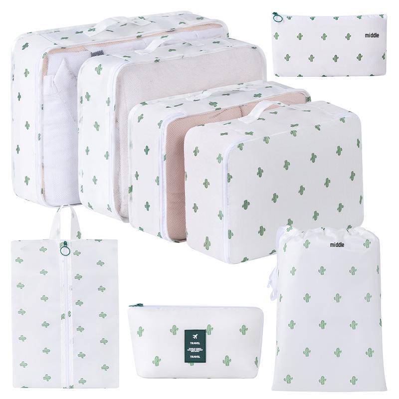 Eight-Piece Waterproof Travel Storage Bag Set for Business Trips - Large Capacity