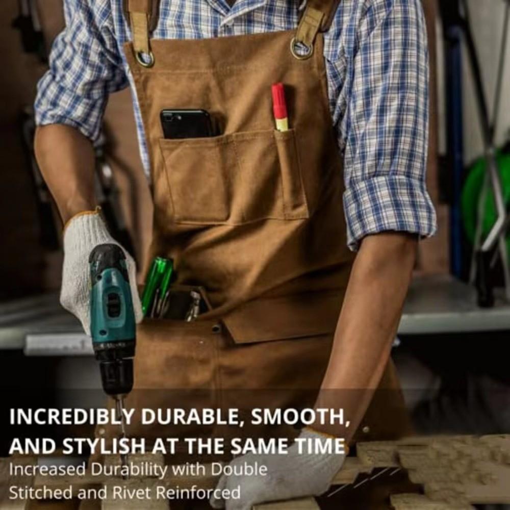 Bon Tablier de Traiteur Épaissi Toile de Coton Imperméable Vêtements de Travail Maison Jardinage Boutique Cuisine Tabliers de Cuisine Été