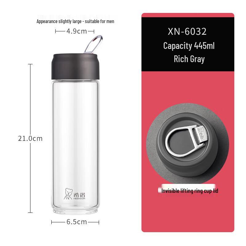Xinuo Portable Glass Water Bottle with Handle & Tea Infuser