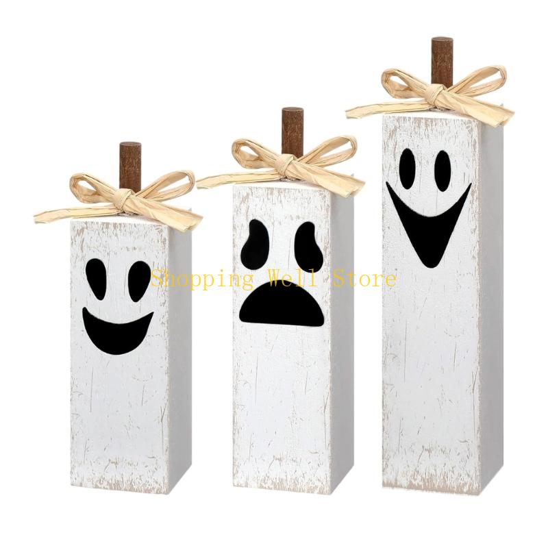 KX4B Wooden Specters Table Signs Pack Of 3 Halloween Seasonal Decors For Homes Party Displays