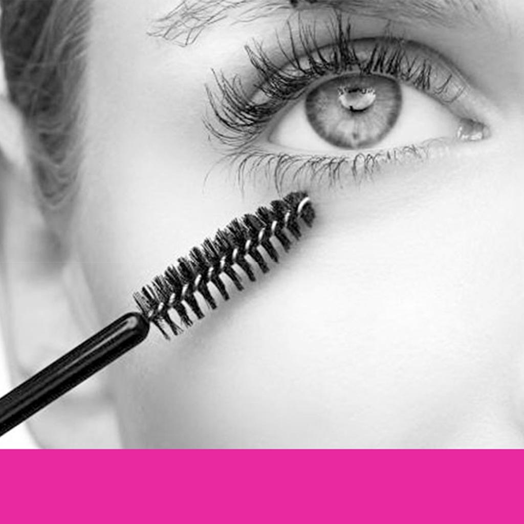50pcs Eyelash Brush Set Disposable Mini Spiral Flexible Makeup Eyelash Brush for Extension Pink Wand Black Brush Head