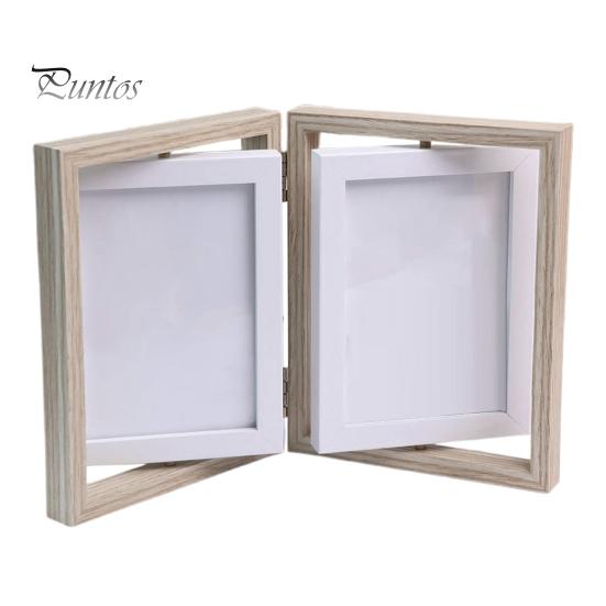 

Двойная фоторамка, вертикальная вращающаяся складная фоторамка с оргстеклом, деревенская настольная декоративная фоторамка для домашнего офиса L