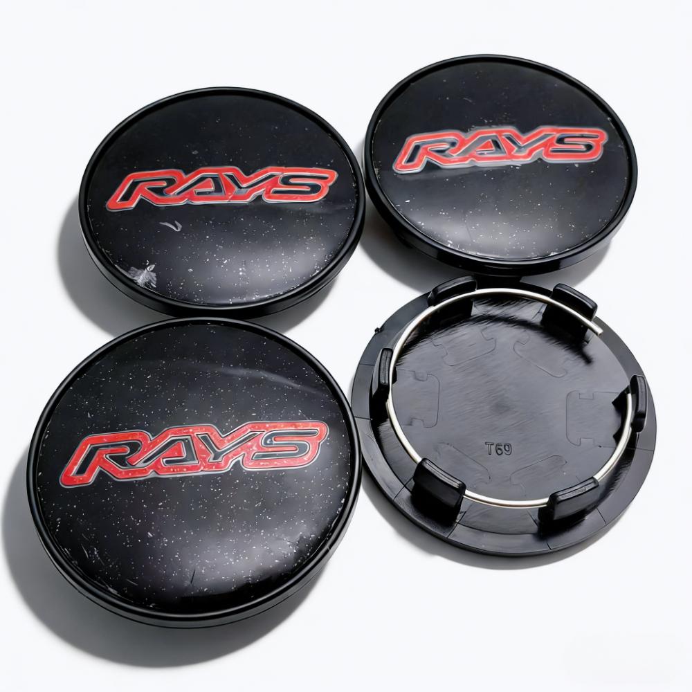 4pcs 69mm ( Clips 56mm ) Rays Logo Emblem Badge Car Wheel Center Caps Rim Hubcaps Wheel Hub Dust Cover Replace Car Accessories