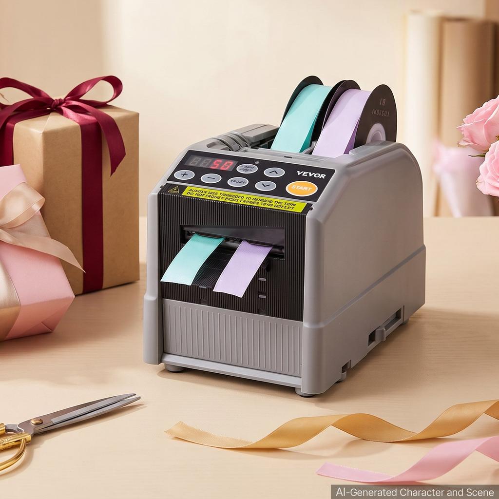 Automatic Tape Dispenser 999mm Max Cut Length Electric Ribbon Cutter, 220V Electric Automatic Tape Cutter, Dual-Tape Capability, Fits 660mm Width Tape