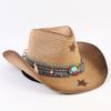 Popular Western Cowboy Straw Hat Men's and Women's Fashion Shade Straw Hat Classic Outdoor Western Cowboy Hat