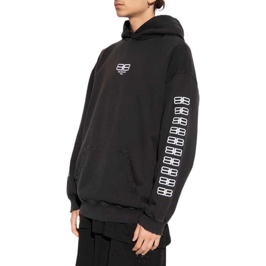 Balenciaga BB Paris Icon Medium Fit Hoodie 'Black White' Men's 570811TMVG69034