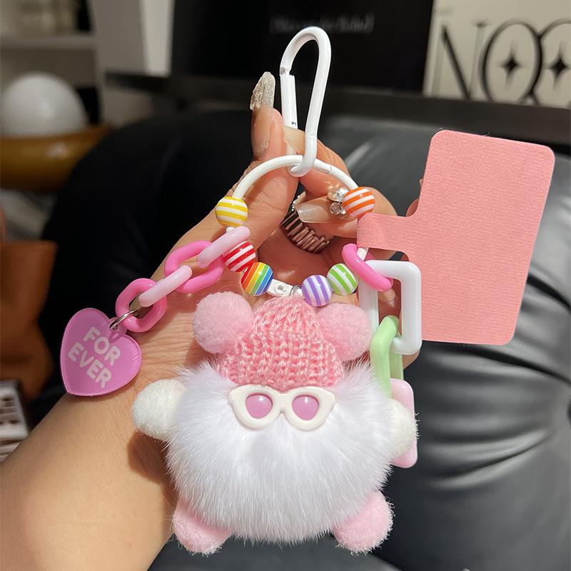 Adorable Plush Keychain DIY Cartoon Character Bag Charm for Backpack Keys
