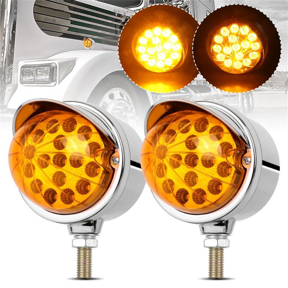 2X Amber LED Single Face Semi Truck Fender Side Marker Light Turn Signal DRL 12V