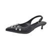 Fashion 2025 New Summer Women's Sandals Metal Rivet High Heels Footwear Elegant Slingback Pointed Slip on Party Lady Pumps Shoes