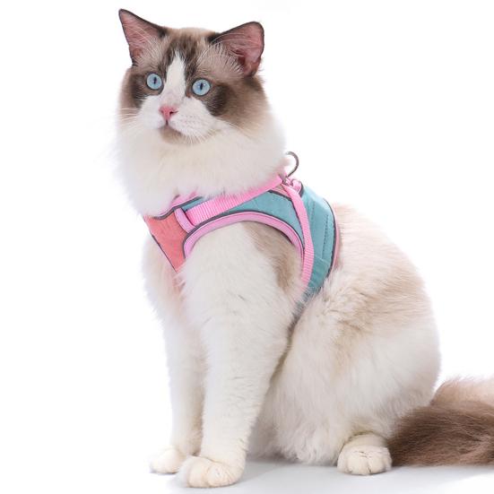 Cat Harness And Leash Escape-Proof Cat Harness with Reflective Strips Adjustable Step-in Harness for Small Medium Cats