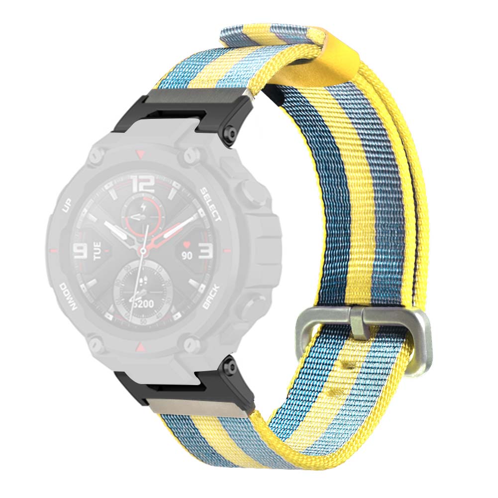 

For Huami Amazfit T-Rex/T-Rex Pro Canvas Watch Band Quick Release Watch Strap with Stainless Steel Buckle Lemon Yellow