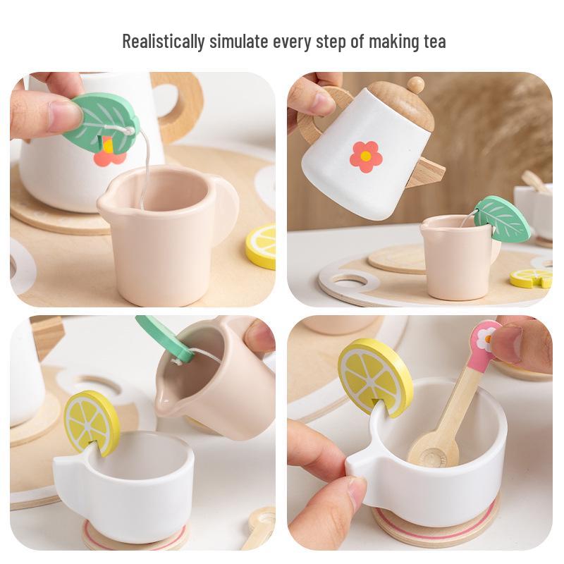 Wooden Afternoon Tea Set for Kids - Educational Role-Playing Toy