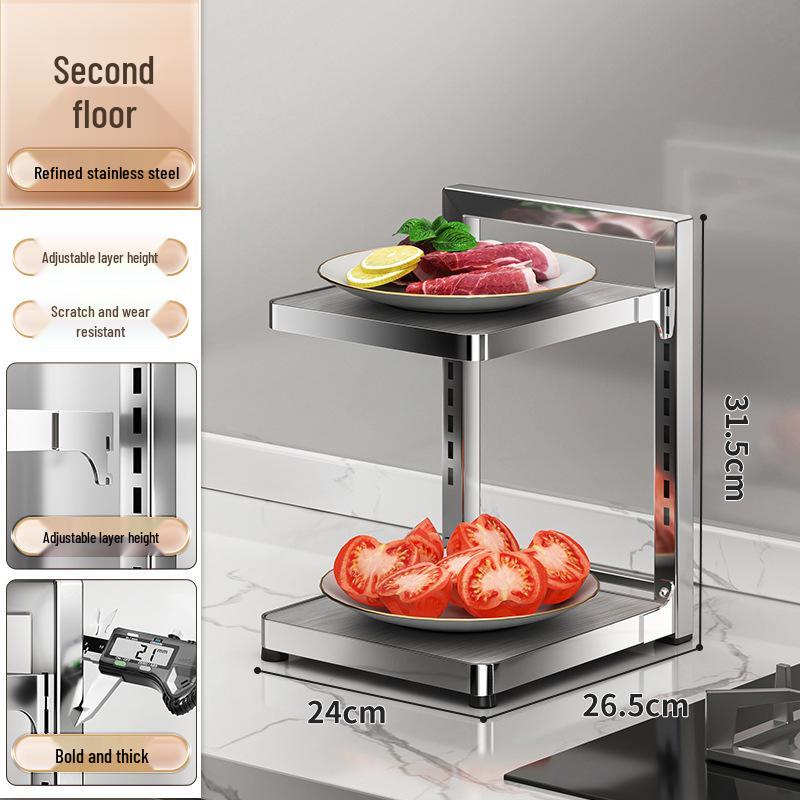 304 Stainless Steel Adjustable Kitchen Pot Rack for Countertops and Cabinets