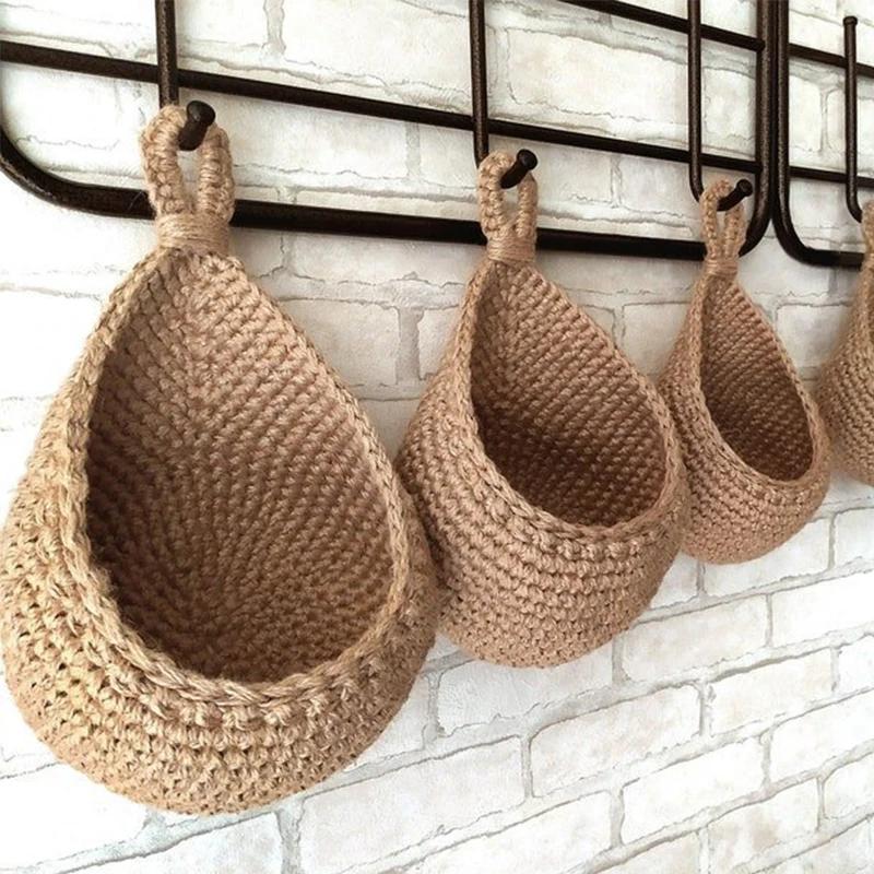 Natural Wicker Woven Vegetable and Fruit Basket Wall Hanging  Fruit Basket Kitchen Table Wall Hanging Vegetable Fruit Basket