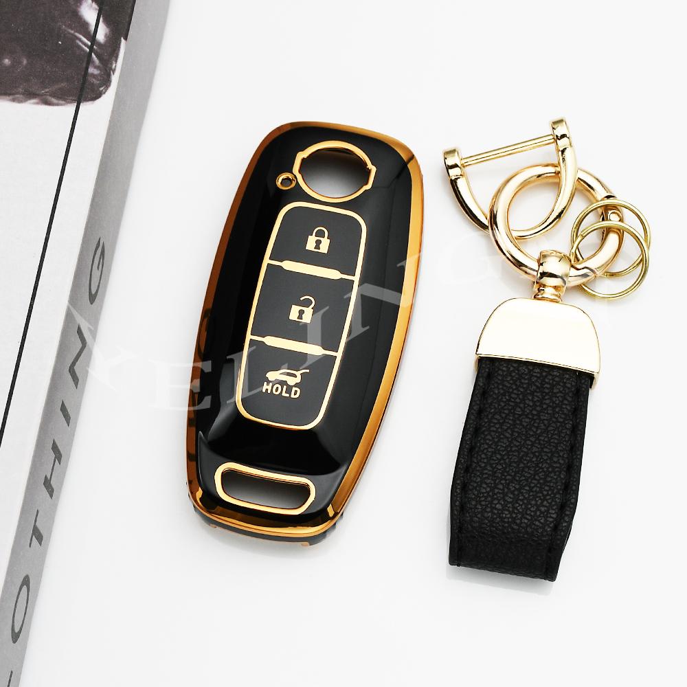 3 Buttons Car Remote Shell For Nissan X-Trail T33 Qashqai J12 Teana Altima Ariya Tpu Key Case Cover Holder Keychain