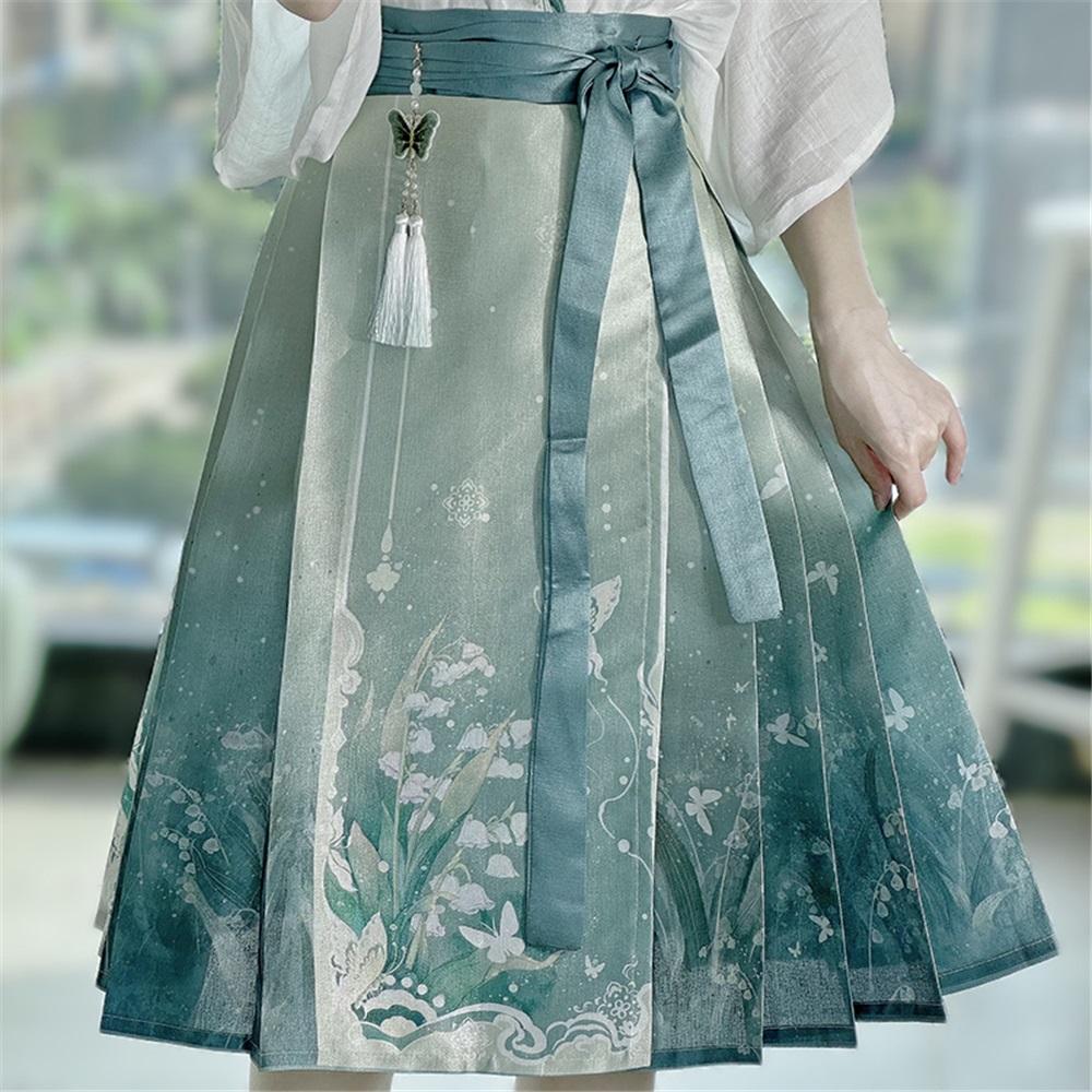 Chinese Song Dynasty Style Hanfu For Women Pleated Skirt Daily Set Spring And Autumn