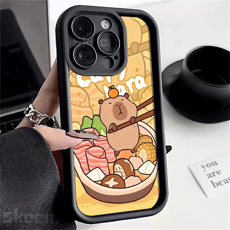 Cute Capybara Phone Case for iPhone 16 15 14 13 12 11 Pro Max X XS XR 7 8 Plus Funny Animal Soft Silicone Cover