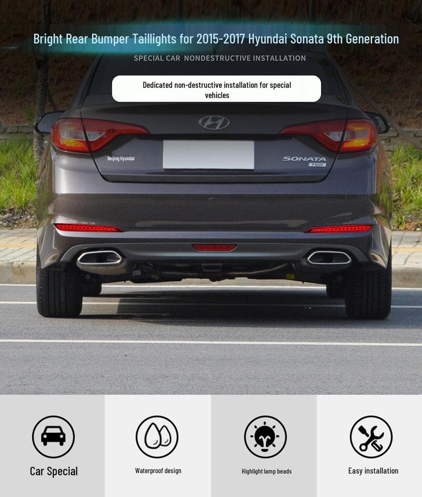 LED Sequential Rear Bumper Lights for 2015-2017 Hyundai Sonata (9th Gen)