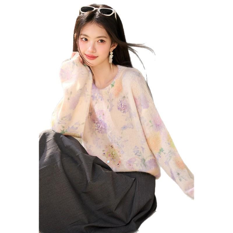 2026 Autumn Women's Gradient Long-Sleeve Knit Pullover Sweater