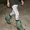 Velvet Letter Print Tights With Breathable Shaping For Young Women