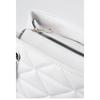 White Leather Quilted 3 Compartment Zipper Closure Chain Strap Lined Handbag and Shoulder Bag