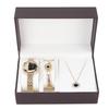 Business Style Women Watch Bracelet Necklace Set Anniversary Birthday Gift Jewelry Set Gold