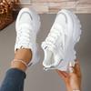 Fashion Plus Size 2025 Mesh Women's Vulcanize Shoes Outdoor Breathable Increase Height Lace Up Sneakers Versatile Ladies Casual Shoes