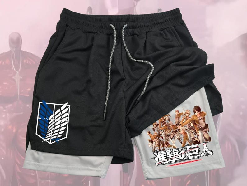 

Шорты для спортзала «Атака титанов» для мужчин | Быстросохнущие дышащие шорты для спорта и фитнеса, бега и активного отдыха | Подарок ко Дню святого Валентина XL