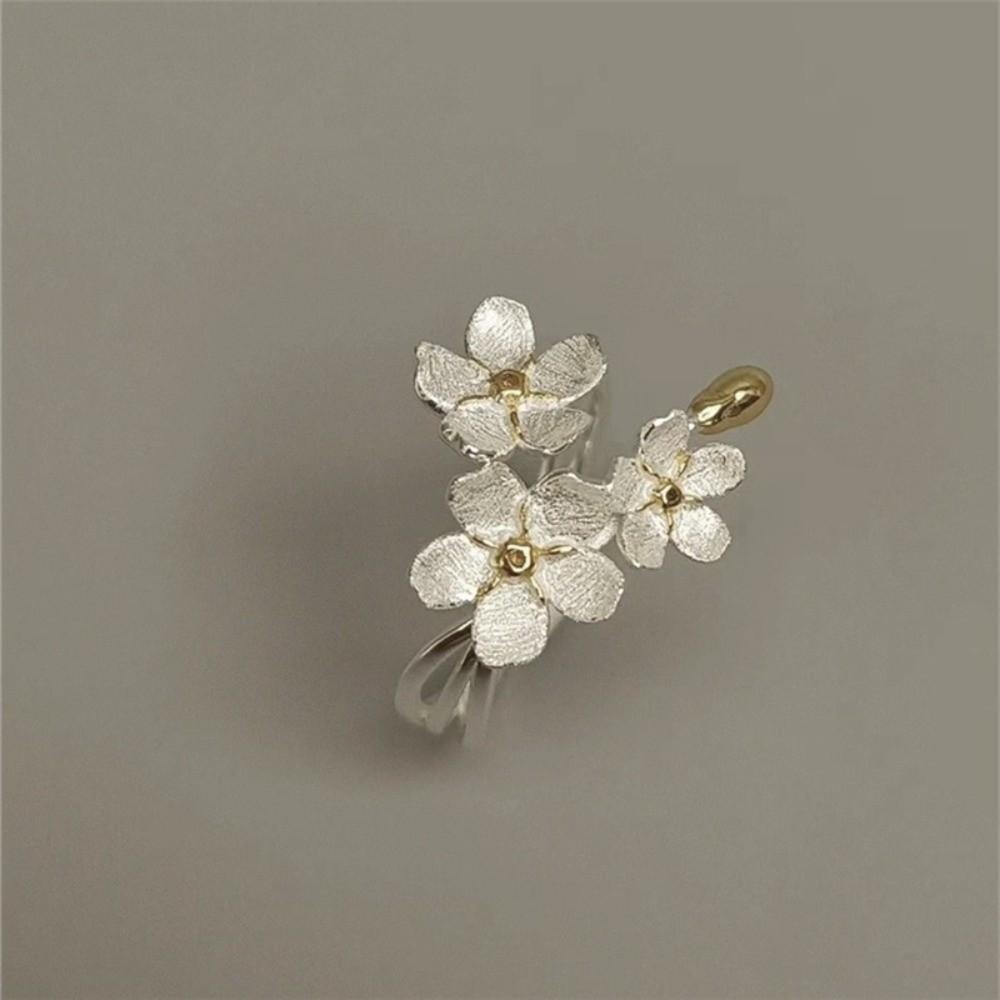 Elegant Flower Opening Rings Delicate Design Women Jewelry Ins Adjustable Rings Jewelry