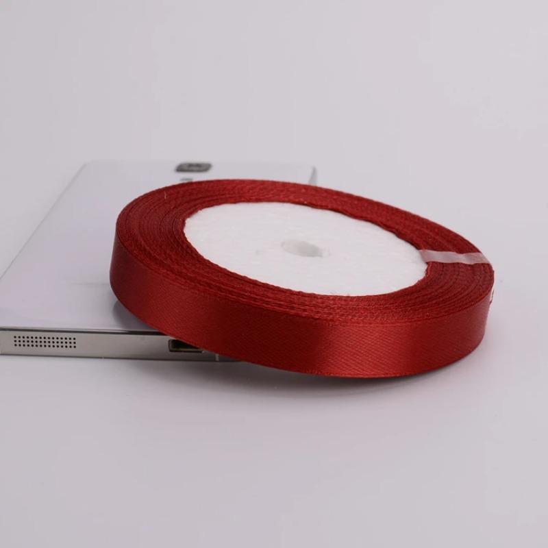 (25Yards/roll) 6/10/15/20/25/40/50mm Wine red Color Satin Silk Ribbon Handmade DIY Material Gift Wrapping Clothing Accessories