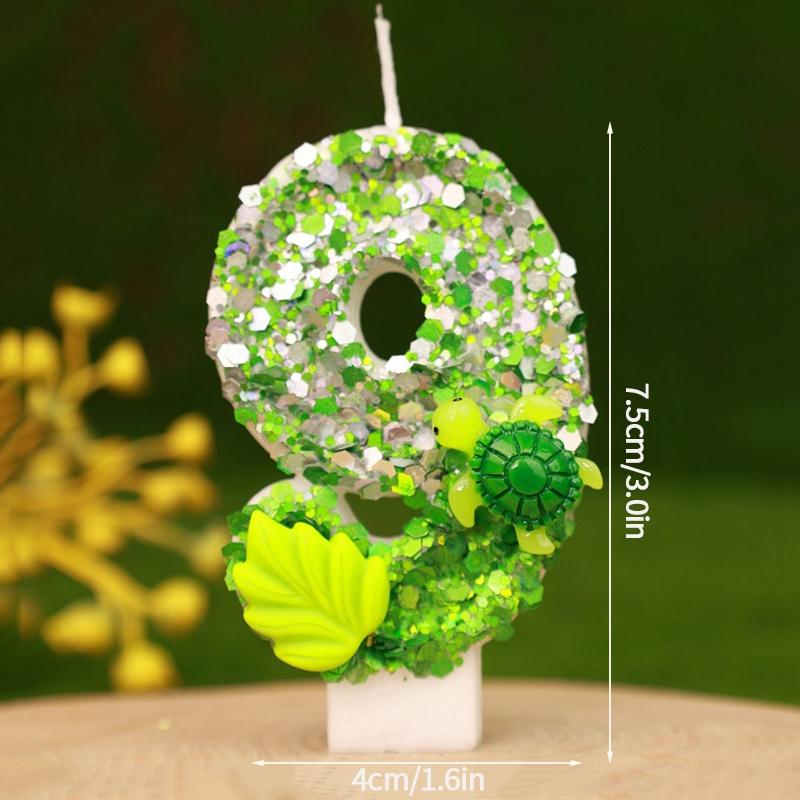 Tortoise 0-9 Number Candles Birthday Digital Candles Turtle Cake Topper Decorations for Girls Boys Animal Jungle Party Supplies