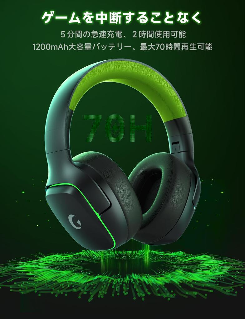 PS5 Gaming Headset Surround Sound Active Noise 50mm Drivers for 3D RGB Up to 70 Hours of Fast with Mic [2.4G USB/Type-C Adapter/Bluetooth 5.3/Wired]