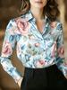 Floral printed satin shirt with long sleeves and a classic collar, perfect for parties, casual wear, and everyday styling—suitable for all seasons.