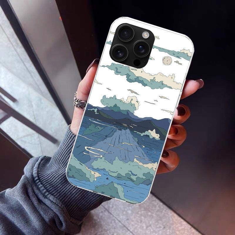 Anime Aesthetic Scenery Phone Case For iPhone 17 Air 16 15 Pro Max 14 Plus 13 Mini 12 11 Cover 7 8 SE Silicone Shell Print Funda