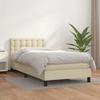 Exclusive House - Slatted Bed Base with Cream Mattress 100x200cm Faux Leather
