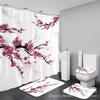 Luxurious HD Plum Blossom Shower Curtain Set - Personalized Design, Four Pieces