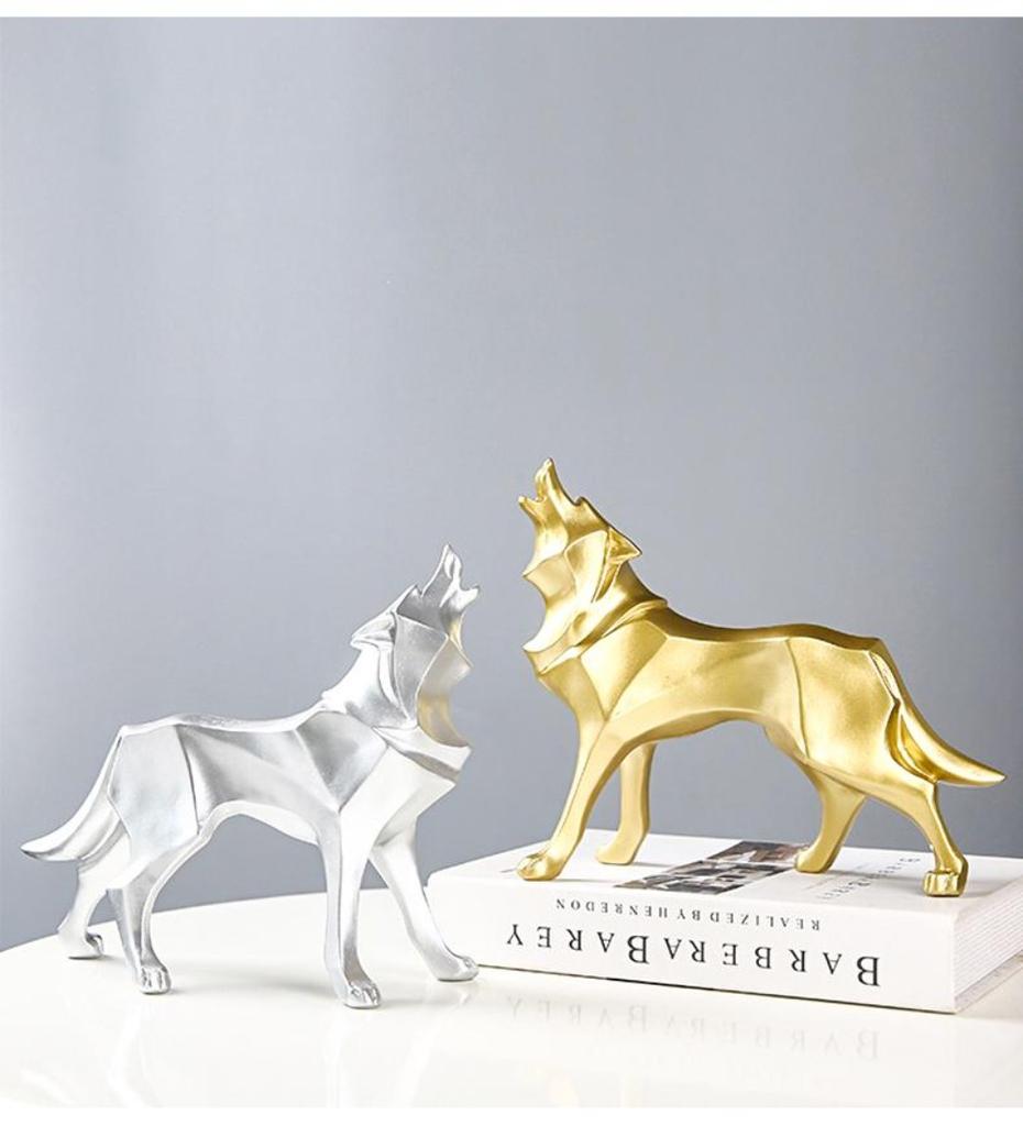 Hars Abstract Wolfbeeld Geometrische Dierenfiguren Wolfbeeldhouwwerk Ambachten Thuiskantoor Plank Bureau Decoratie Ornamenten