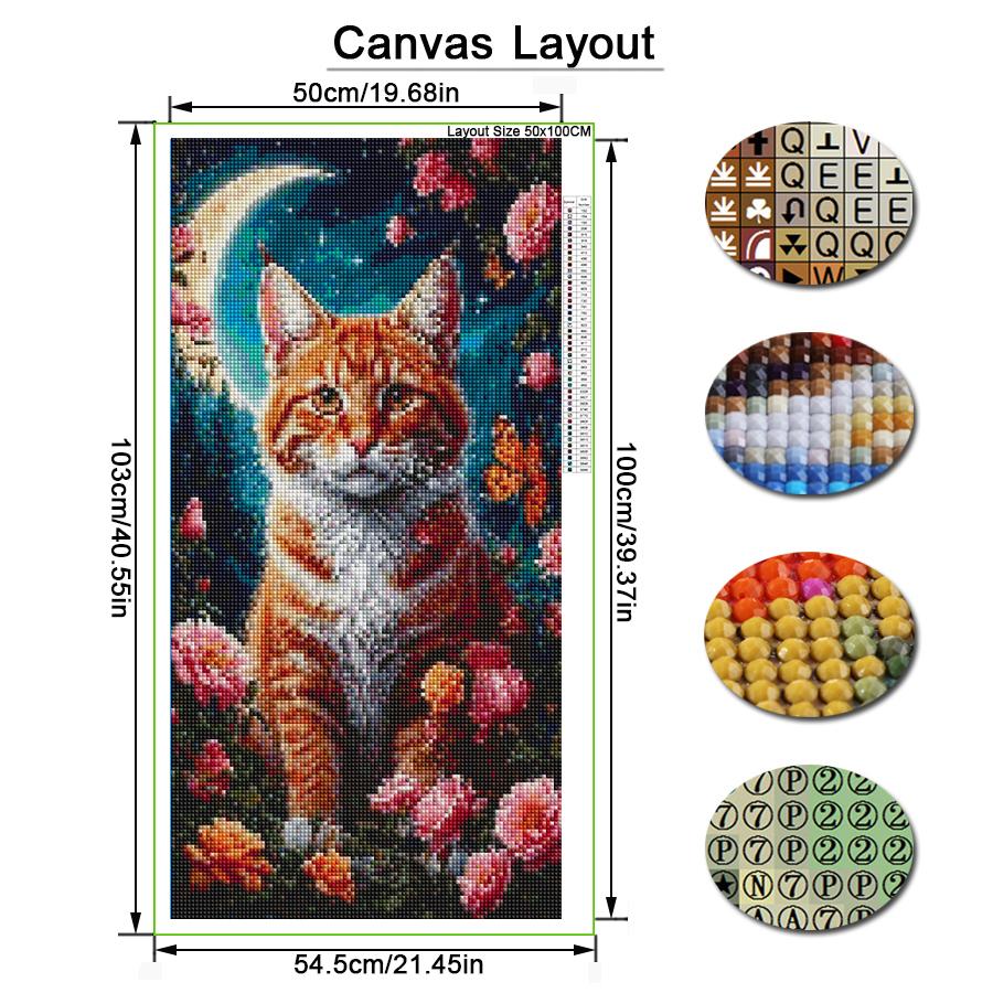 Moon Cat Flower Large Size Diamond Painting New Collection Animals Diy Full Drill Rhinestone Embroidery Mosaic Cross Stitch Kits Wall Decor