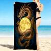 1Pc Golden Dragon Moon Beach Towel, Quick Dry, Multi-Use for Beach Pool Gym Yoga Home Travel, Christmas, Halloween, Xmas Gift M92896