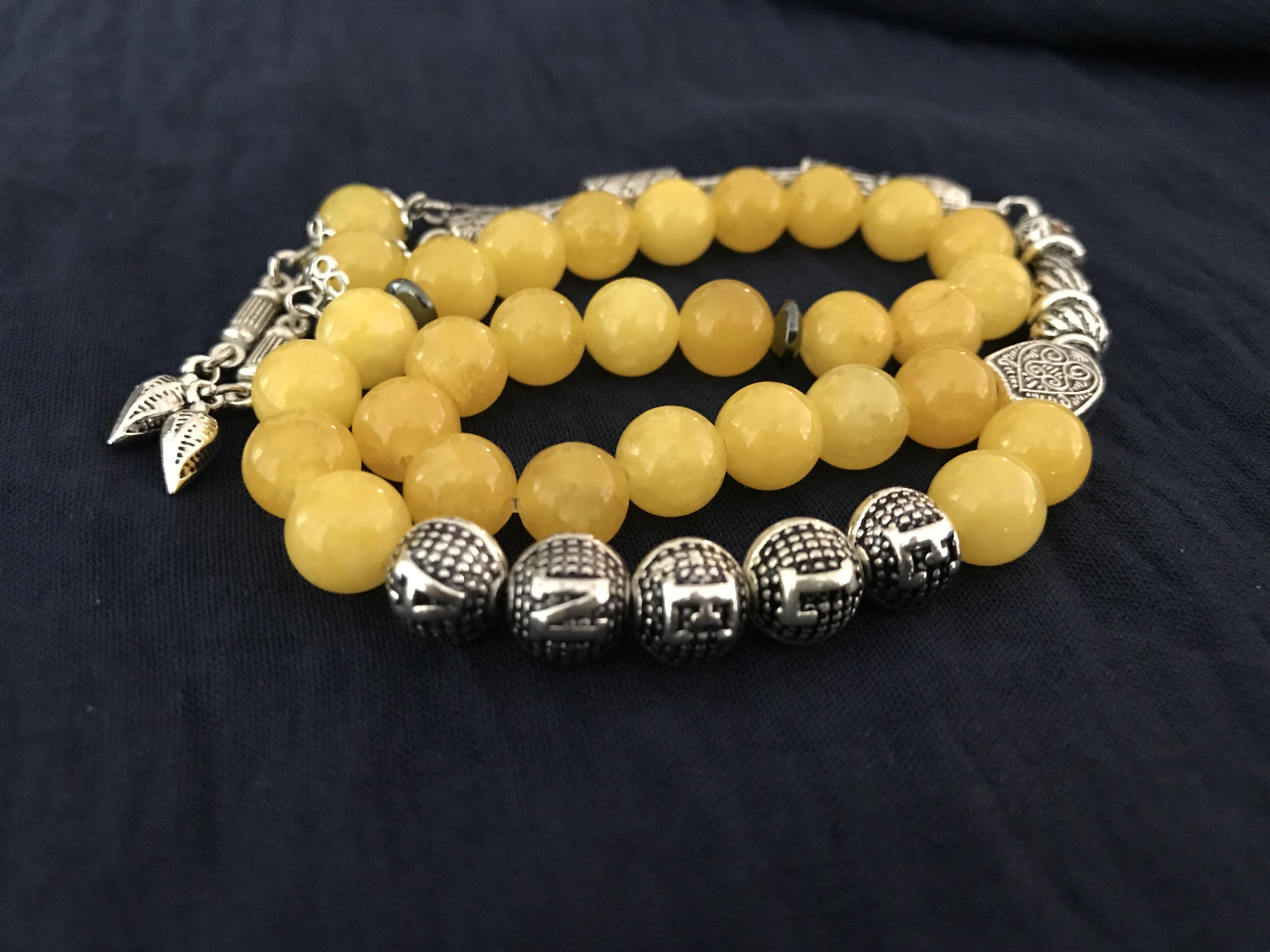 

Персонализированные четки из камня Ceyt Yellow Ceyt Natural Stone Round Custom Name Rosary, Персонализированные четки Исламский подарок, Мусульманские четки, 33 шт.