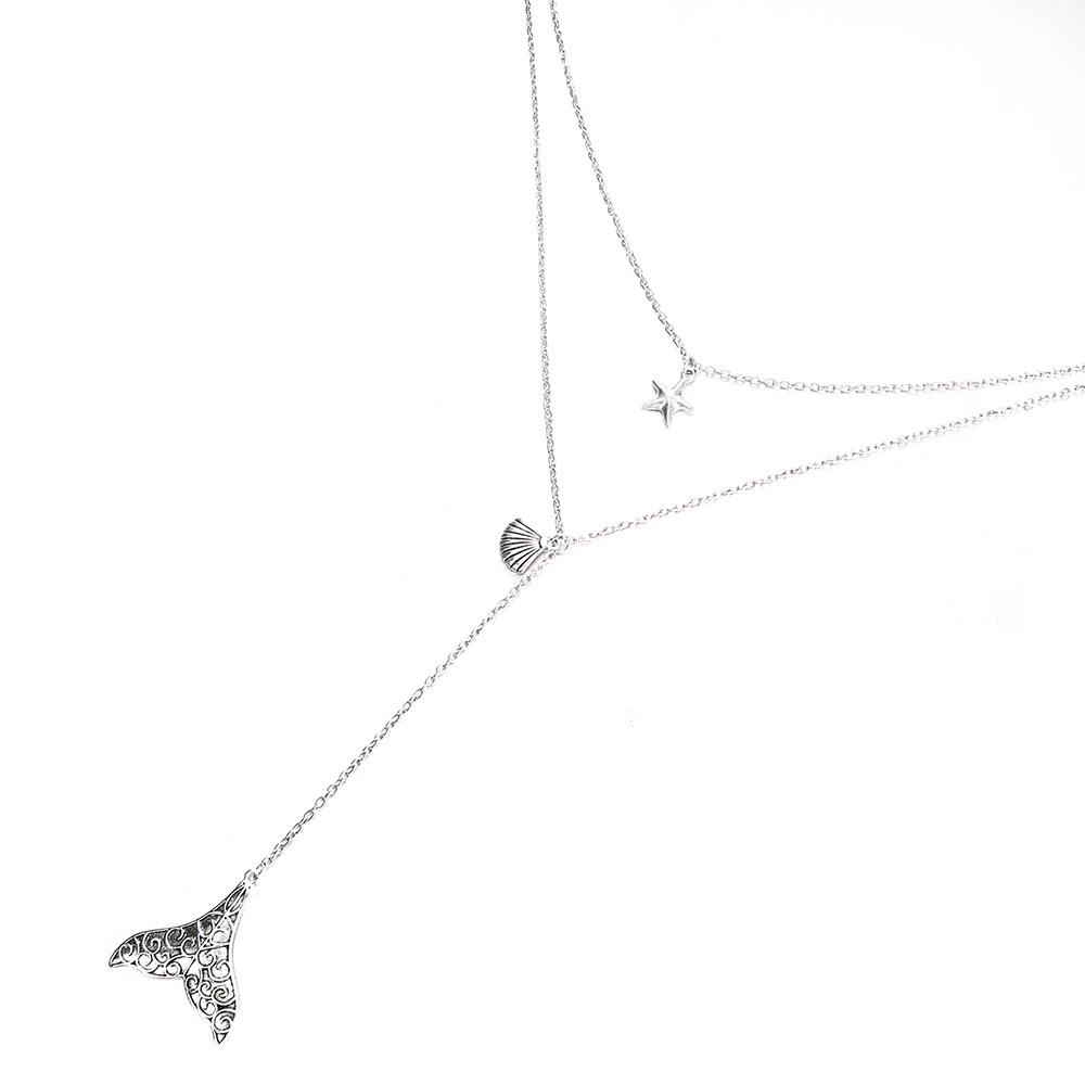 Accessories Starfish Scallop Fish Tail Multi-Layer Necklace Short Collarbone Chain