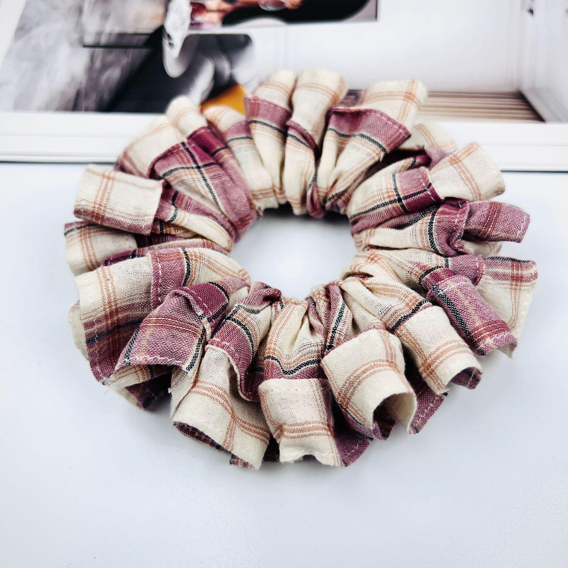 Ретро градиентная клетчатая полосатая резинка-скранчи - Винтажная резинка для волос в хвостик для женщин