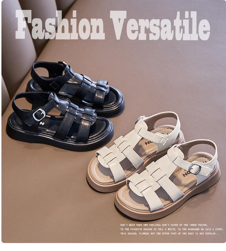 Girls Sandals Summer 2025 New Girls Fashion Princess Shoes Medium and Older Children's Roman Shoes Children's Versatile Beach Shoes